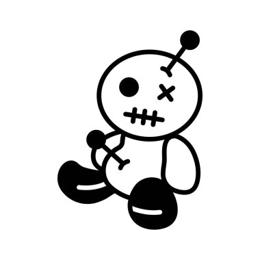 Take a look at this amazing flat outline icon of voodoo doll in modern style