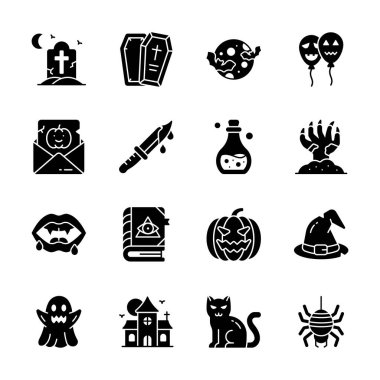 Take a look at this amazing halloween icons in modern flat outline style