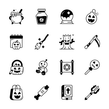 Creatively designed halloween icons set in modern design style
