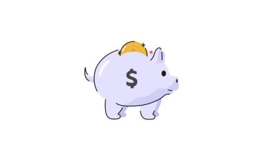 Domuz kumbarası tasarrufunun iyi tasarlanmış bir çizgi film ikonu.