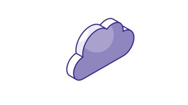 Bulut, konsept izometrik bulut teknolojisi videolu mikroişlemci, ai bulut vektör videosu