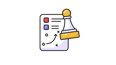 Ticari stratejik planlamanın eşsiz simgesi, taktik planlamanın vektör animasyonu