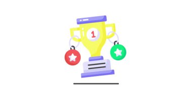 Kupanın düzenlenebilir tarzda düz simge animasyonu, başarı ödülü vektör tasarımı