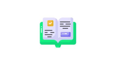 Belli bir bilgi alanı, çalışan el kitabı simgesi animasyon tasarımı üzerine düzenli bir referans kitabı