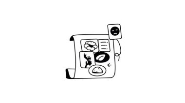 Açık bir kitabın stilize edilmiş, siyah beyaz çizimi