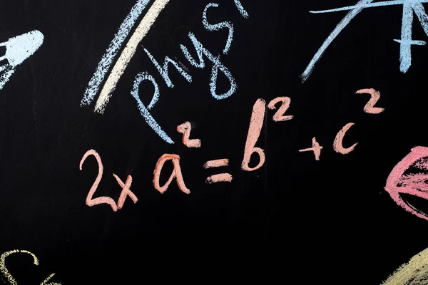 Mathematical Formulas Written Chalk Slate Wall — Stock Photo, Image