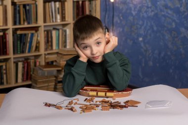 Boy building with toy bricks, exploring creative play and hands-on learning. Great for themes of childhood development, education, and concentration.