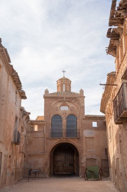 Belchite, Spain. August 24, 2022. Ruins of the old town of Belchite bombed during the Spanish civil war.