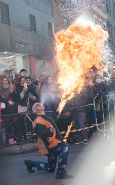 Madrid Spain. January 22, 2023; Chinese new year parade 2023. Year of the water rabbit.