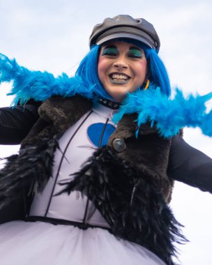 Madrid Spain; February 18, 2023: Gran Carnaval de Madrid 2023. Unleashing the Vibrant Spirit of Carnival: Portraits of People in Colorful Costumes at the Madrid Carnival 2023