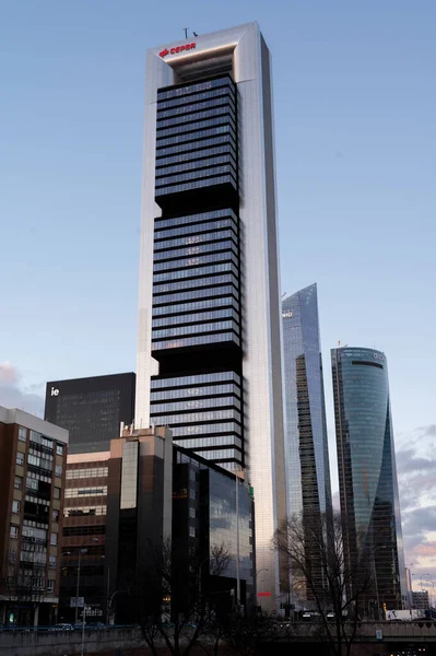 马德里 西班牙 2023年3月1日 高耸入云 马德里金融区雄伟的摩天大楼 — 图库照片
