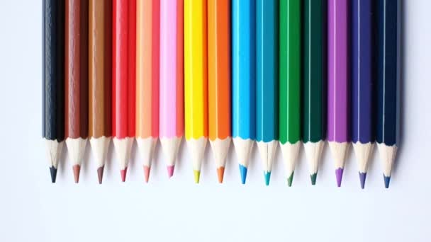 Set Colored Pencils Isolated White Background — Stock Video
