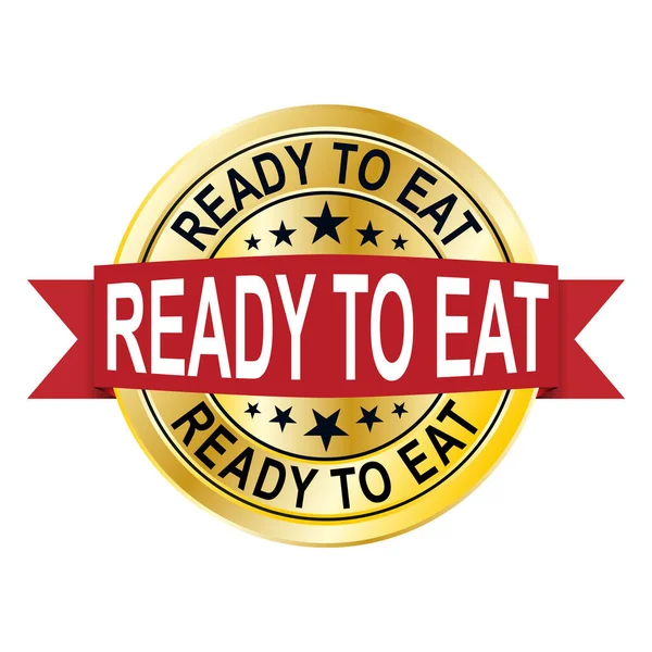 Ready Eat Fast Food Icon Gold Badge — Stock Vector