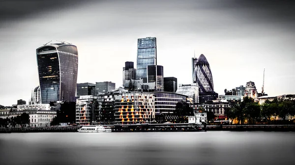London England Blick Auf Die Skyline Von Bank Und Canary — Stockfoto