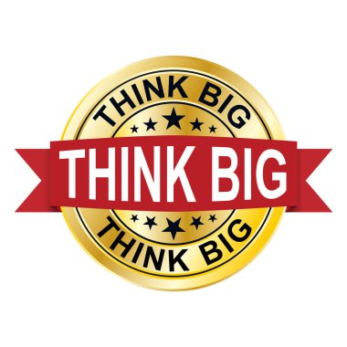 Metinli altın rozet. İçinde büyük vektör işareti madalyası düşün..