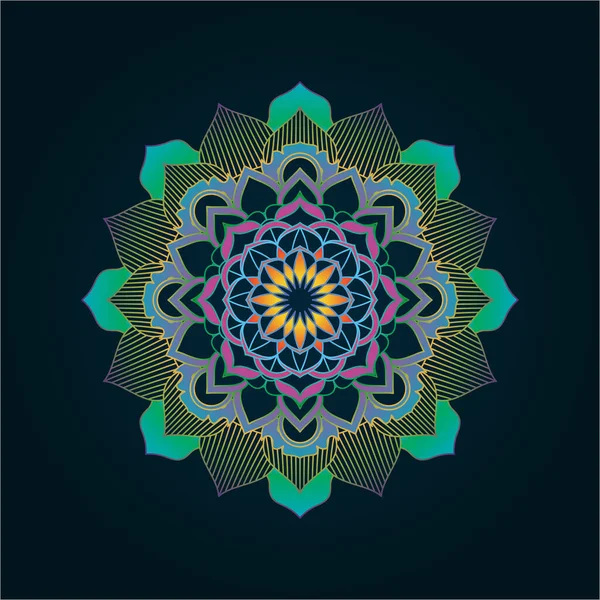 Mandala Cirkulärt Mönster Med Färgglada Lotus — Stock vektor