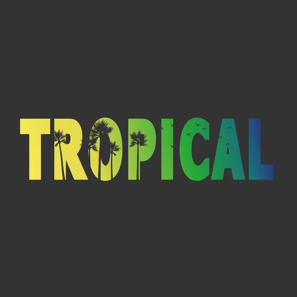 Тропическая Летняя Графика Пальмами Дизайн Печать Футболок Векторная Иллюстрация — стоковый вектор
