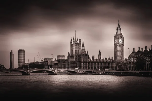 Big Ben London Großbritannien Vintage Foto Design Sepiatöne — Stockfoto