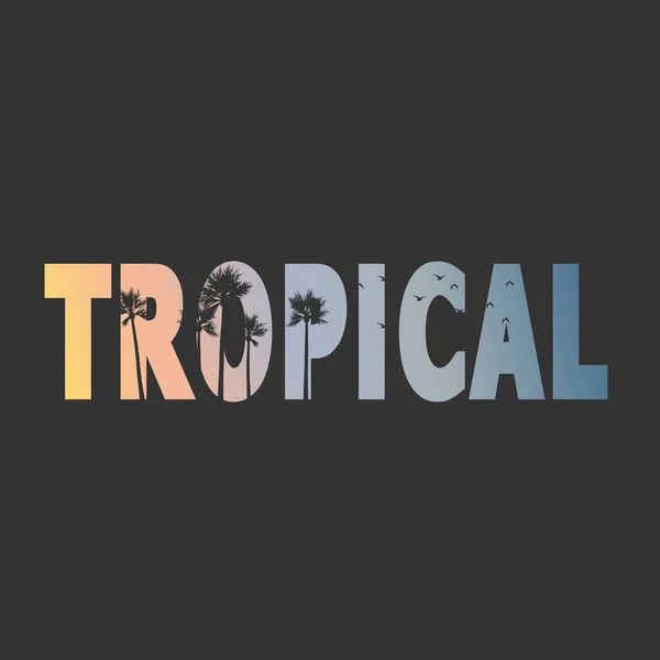 Тропическая Летняя Графика Пальмами Дизайн Печать Футболок Векторная Иллюстрация — стоковый вектор