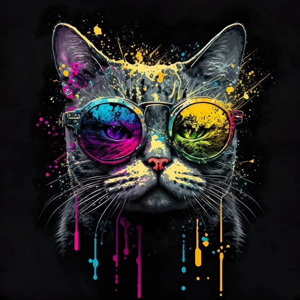 portrait of Cat with sunglasses. isolated elements.