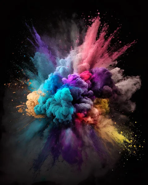 Explosion of colored powder isolated on black background. Abstract colored background.