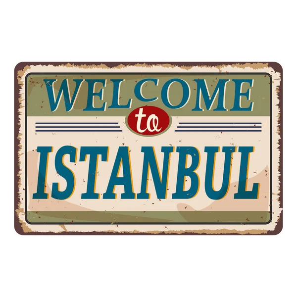 Приветствие Стамбульской Ржавой Металлической Пластины Белом Фоне Векторная Иллюстрация — стоковый вектор
