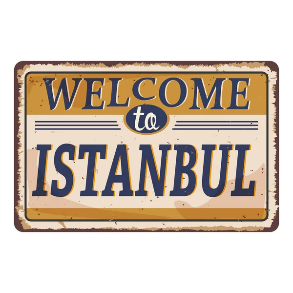 Приветствие Стамбульской Ржавой Металлической Пластины Белом Фоне Векторная Иллюстрация — стоковый вектор