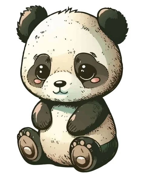 Şirin Bebek Panda Oturan Vektör Çizim — Stok Vektör