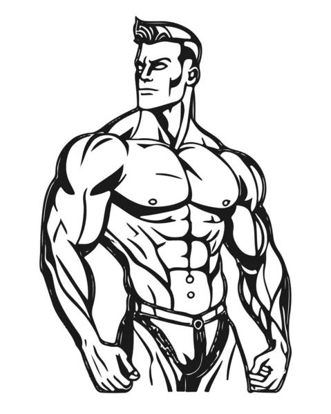 健美男性剪影查出在白色背景向量例证 矢量健身健身房图形插图 — 图库矢量图片