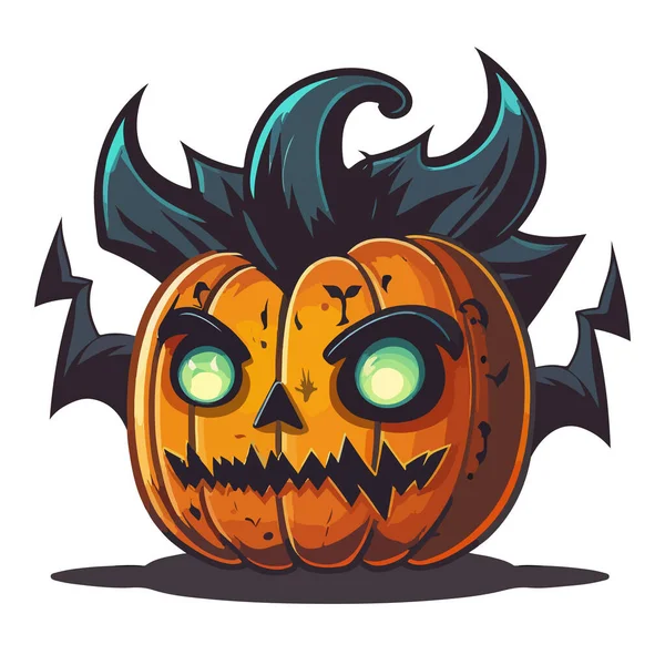Halloween Scary Evil Pumpkin Jack Lantern Cartoon Illustration — Stock Vector