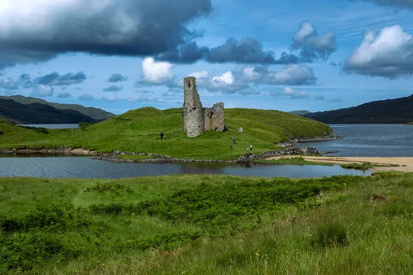 Die Ruinen Von Ardvreck Castle Loch Assynt Schottland Schlösser Die Stockbild