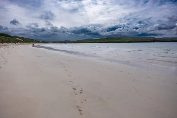 Spaziergänger Balnakeil Beach Durness Sutherland Nordwestschottland Schöner Weißer Sandstrand lizenzfreie Stockfotos