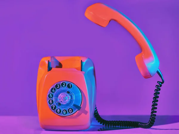 Vintage Orange Phone Neon Light — Stock Photo, Image