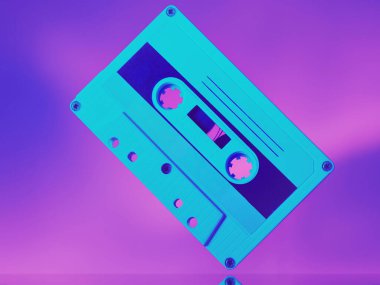 Audio cassette in neon light