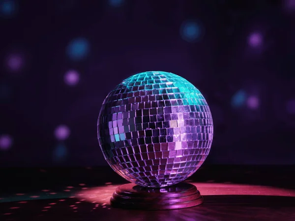 Glowing Disco Ball Closeup Neon Light — ストック写真