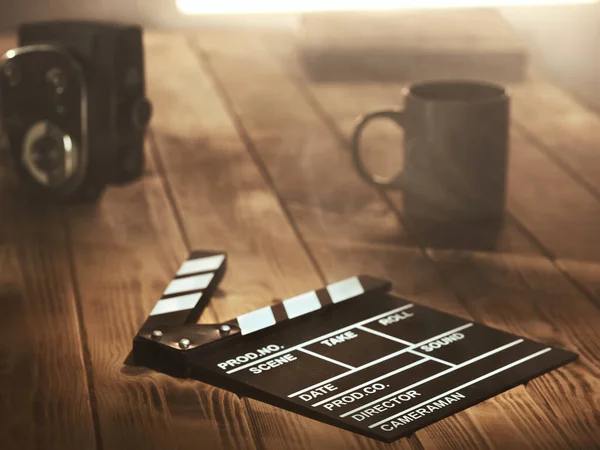 Movie Clapperboard Table — Stock Photo, Image