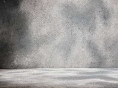 Minimalist beton zemin, vitrin ürünleri.