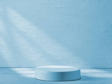 Ürün sunumu için mavi beton arkaplan ve podyum