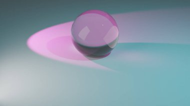 Gradient Pastel Arkaplan Üzerine Cam Küre. 3d görüntüleyici