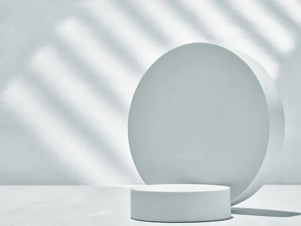 Pódio Circular Branco Minimalista Com Sombra Fotos De Bancos De Imagens