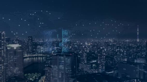 Smart City Digitale Transformation Und Cloud Computing Rechenzentrumskonzept Illustration — Stockvideo