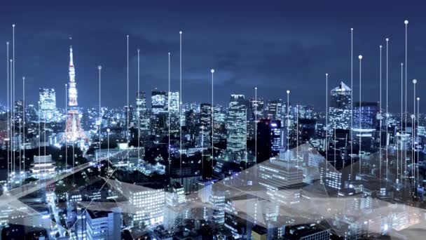Una Città Intelligente Trasformazione Digitale Cloud Computing Concetto Data Center — Video Stock