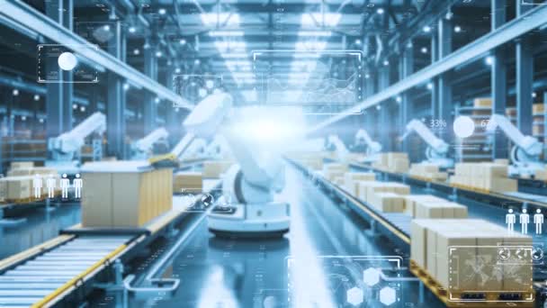 Efficient Warehouse Logistics Processes Automated Warehouses Logistics Utilize Latest Technology — Stock Video