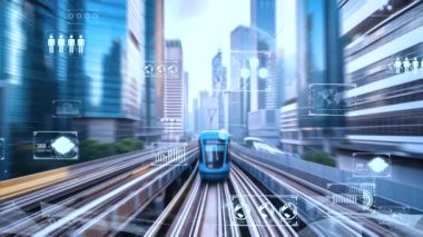 Sanayi 4.0 ortamında, yapay zeka kullanan fabrika üretim hatlarının görüntüsü ve yapay zeka ve robotlar aracılığıyla fabrika otomasyonu.
