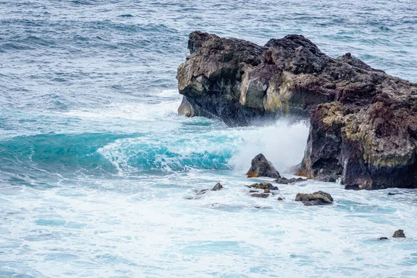 Пейзаж Вулканического Побережья Залива Лансароте Балеарские Острова Испания — стоковое фото