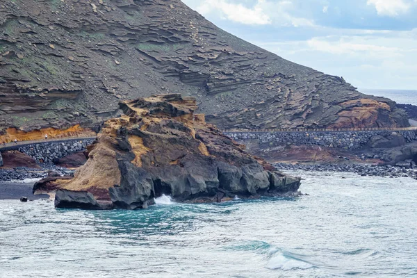 Paisaje Costa Volcánica Del Golfo Lanzarote Islas Baleares España — Foto de Stock