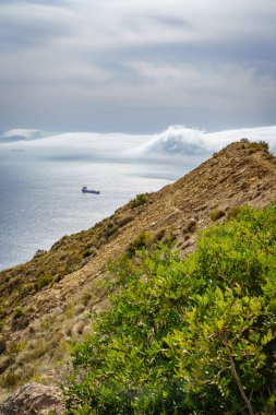 Akdeniz manzarası, Cala Salitrona, Cartagena sahili. Murcia. İspanya.