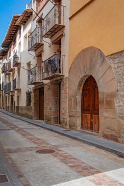 Rubielos de Mora sokakları. Teruel. İspanya.