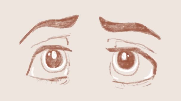 Two Watercolor Hand Drawn Sad Eyes Anime Style Sad Eyes — Video