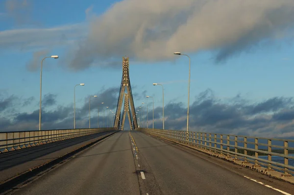 Vägen Replot Bridge Kvarkenöarna Finland Vacker Solig Sommardag Med Klarblå — Stockfoto